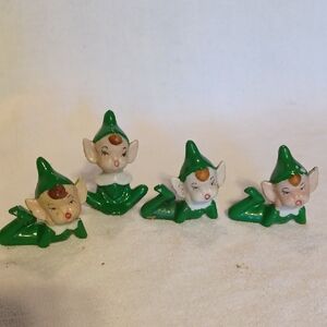 Elf Set 1950's JAPAN christmas Elf Decor Set Of 4